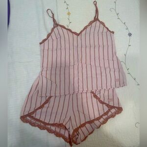 Victorias Secret Pink Striped Pajama Shorts Set